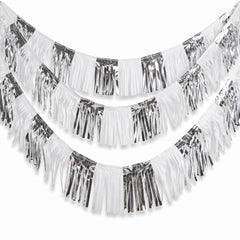 Silver Foil & Tissue Hanging Garland Decoration - 12 ft