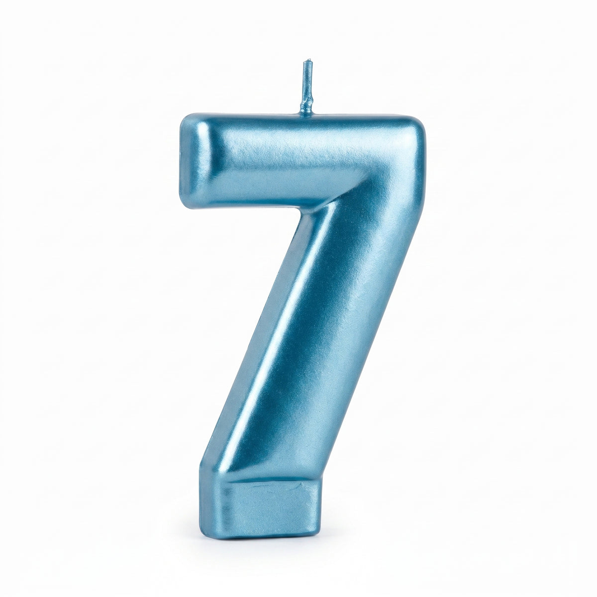 Metallic Blue Number 7 Birthday Candle