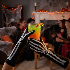 Skeleton Long Gloves for Halloween - Adult Size