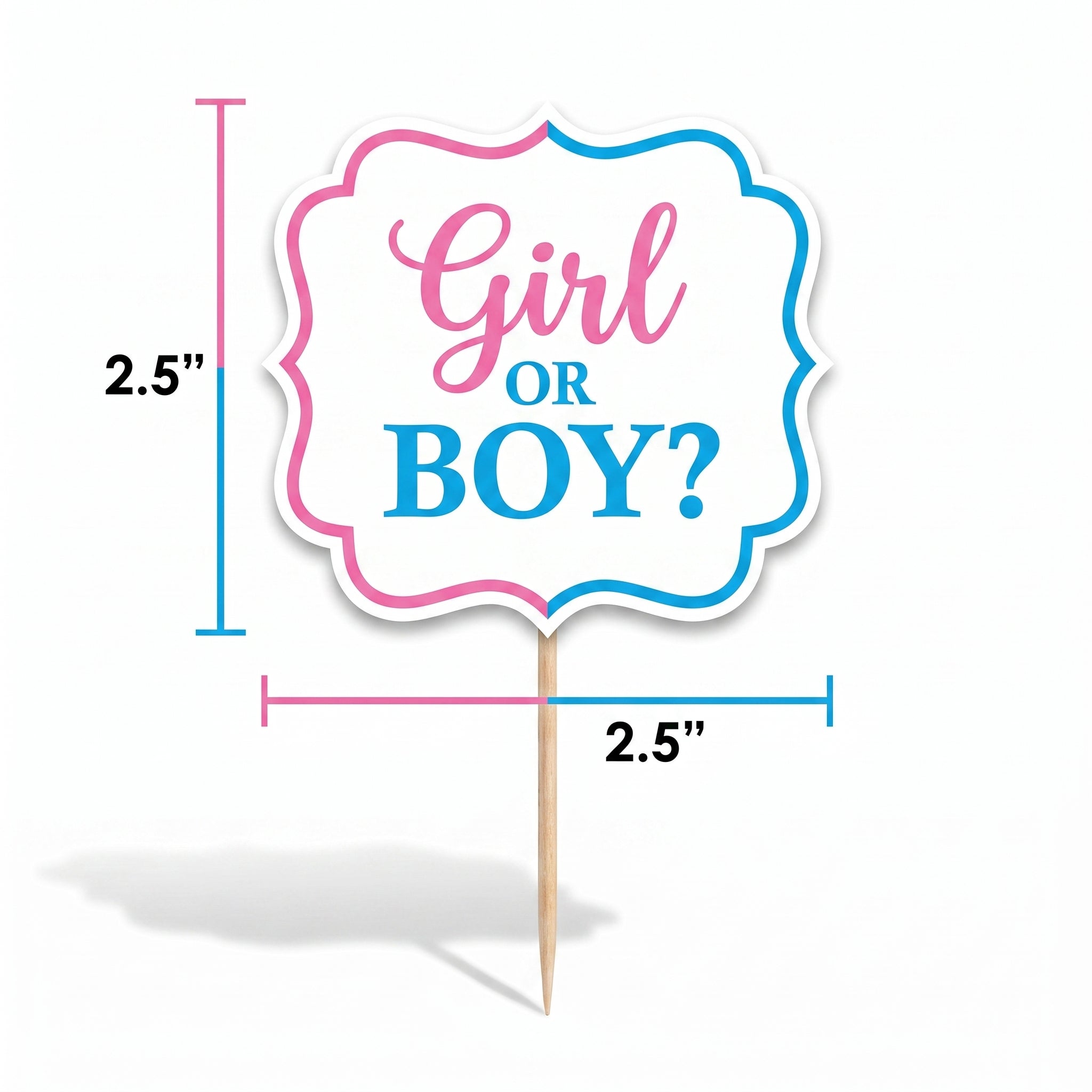 Gender Reveal Party Picks - Boy or Girl? (Pack of 24)