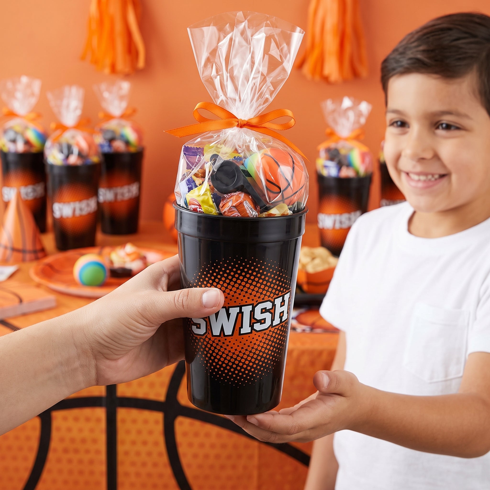 "Swish" Basketball Themed Plastic Favor Cup - 16 oz