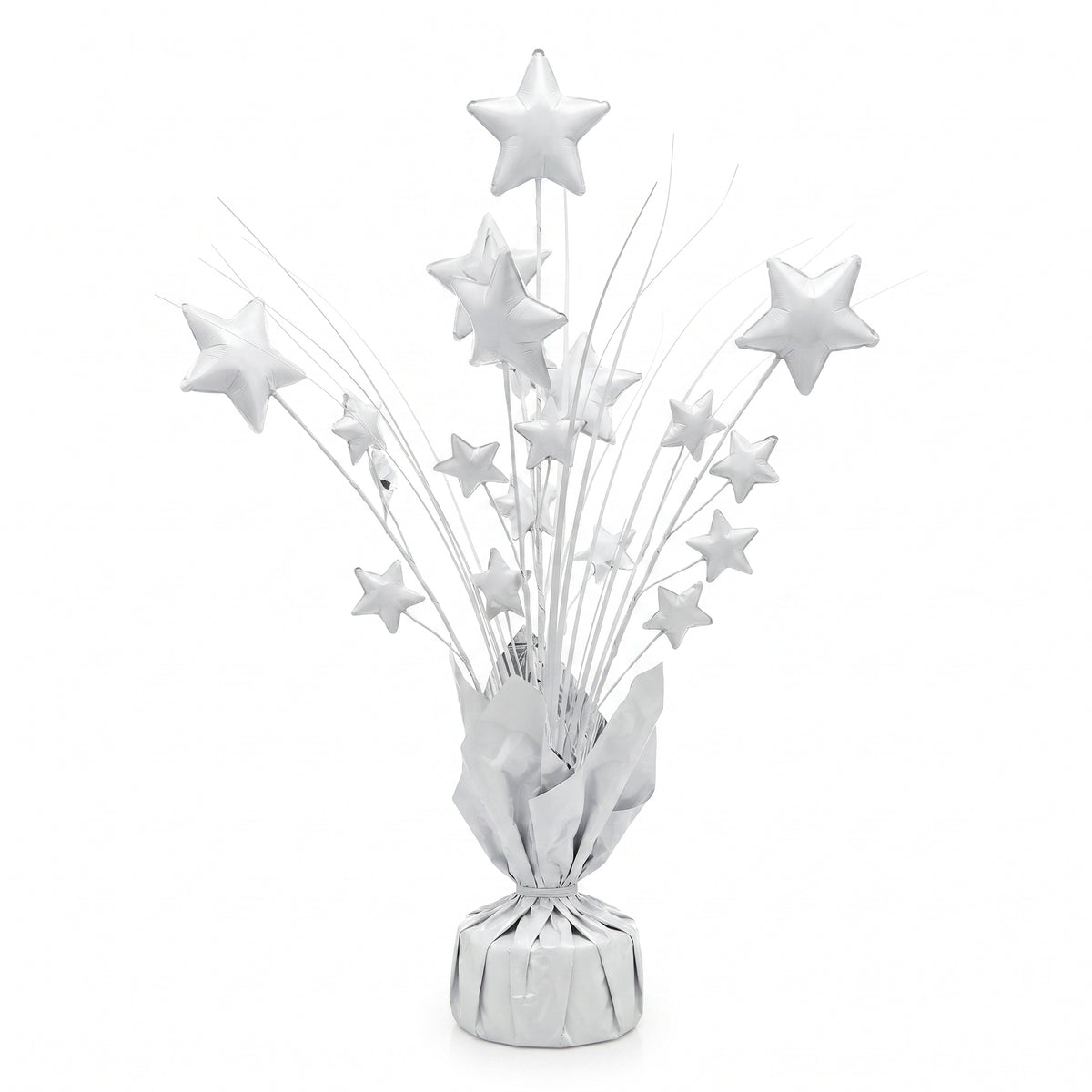 Elegant White Foil Star Spray Centerpiece - 12"