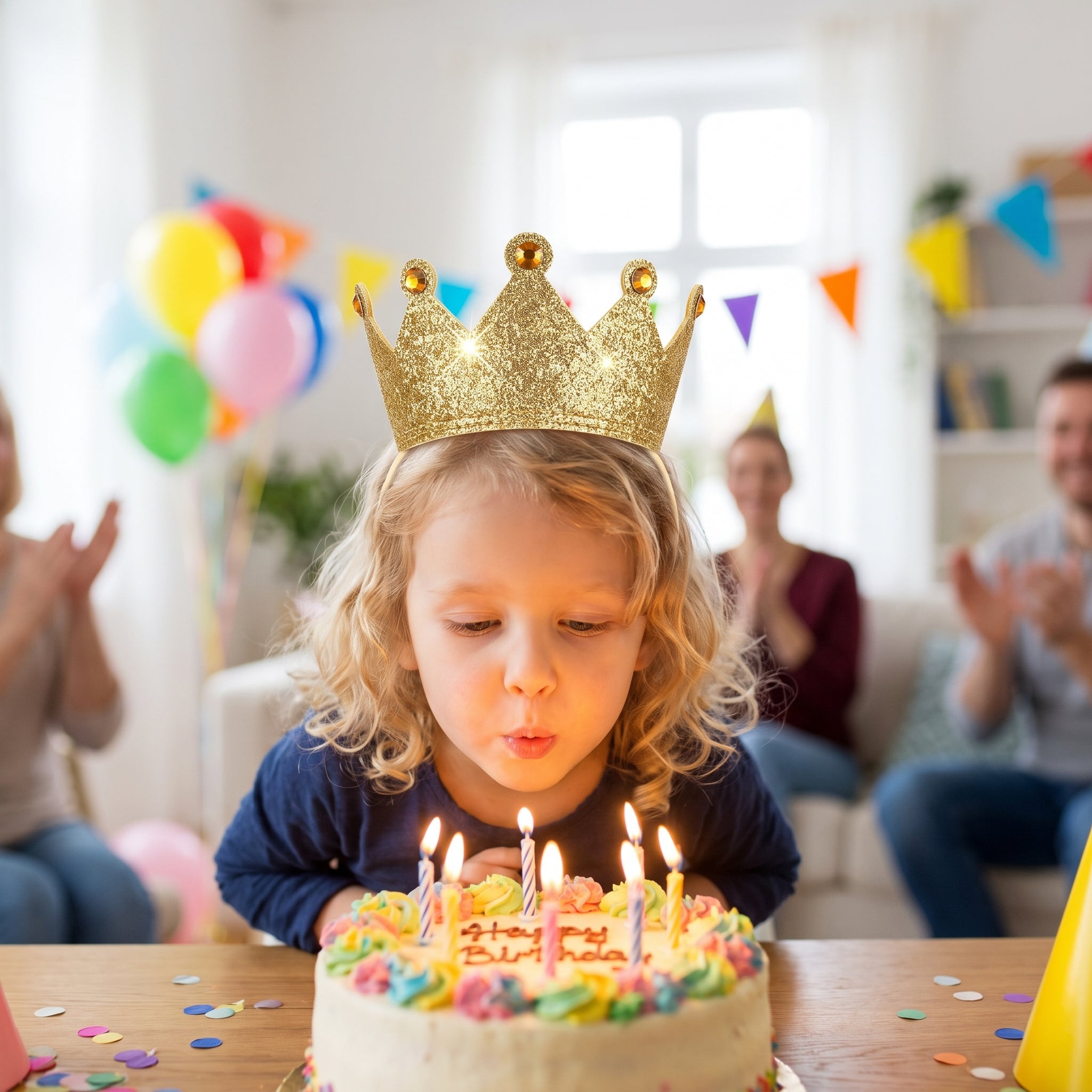 Sparkling Gold Glitter Crown Headband for Kids