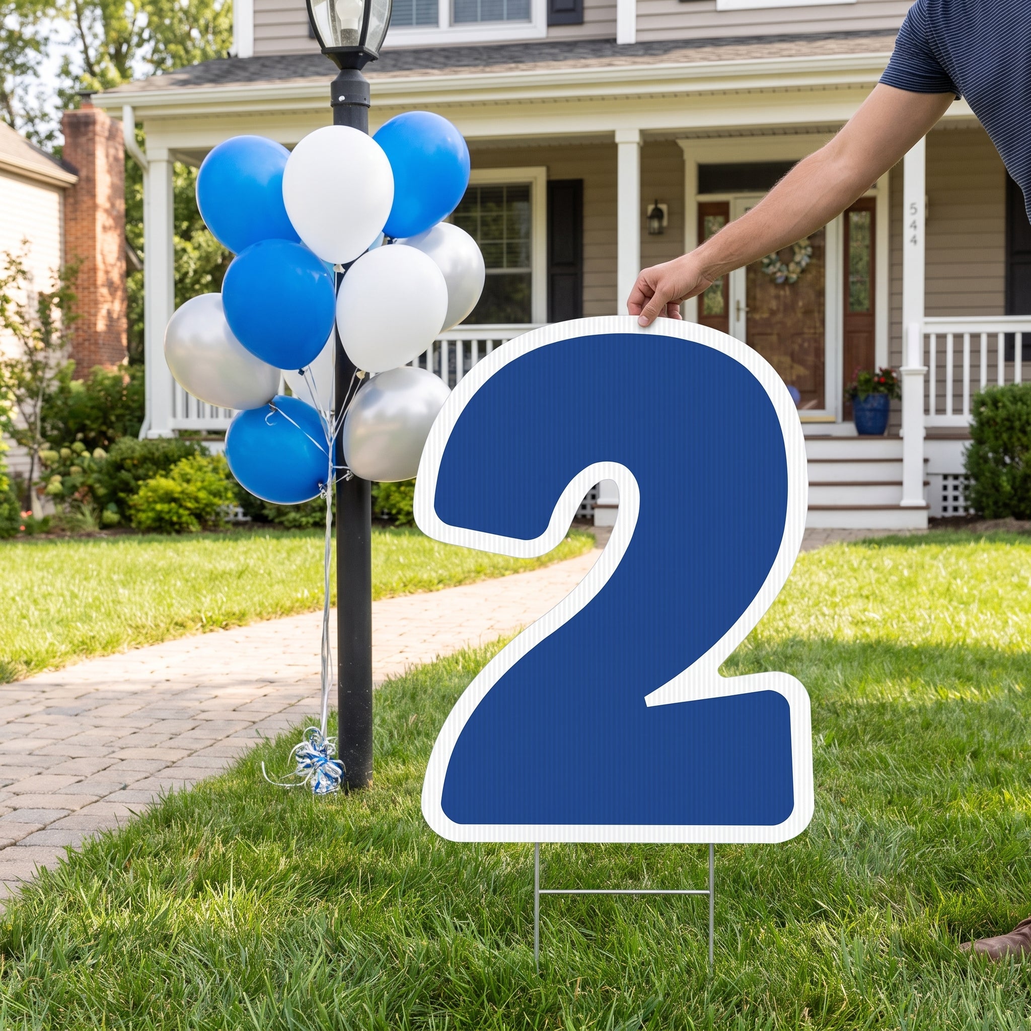 Bold Blue Number 2 Yard Sign