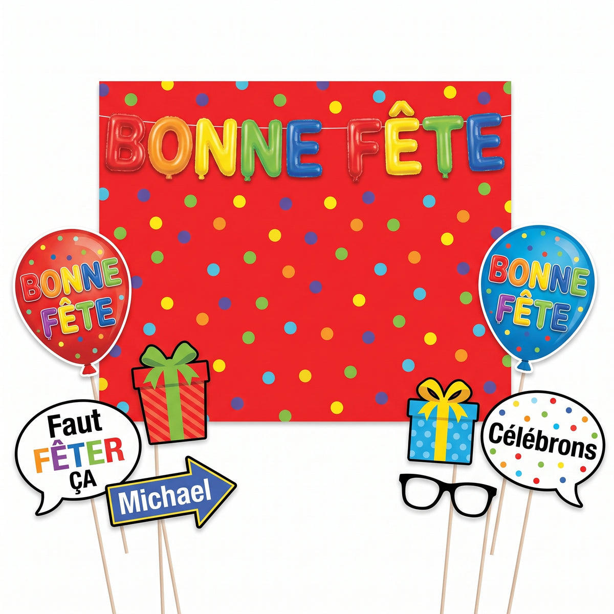 Colorful "Bonne Fete" Scene Setter Kit with Props
