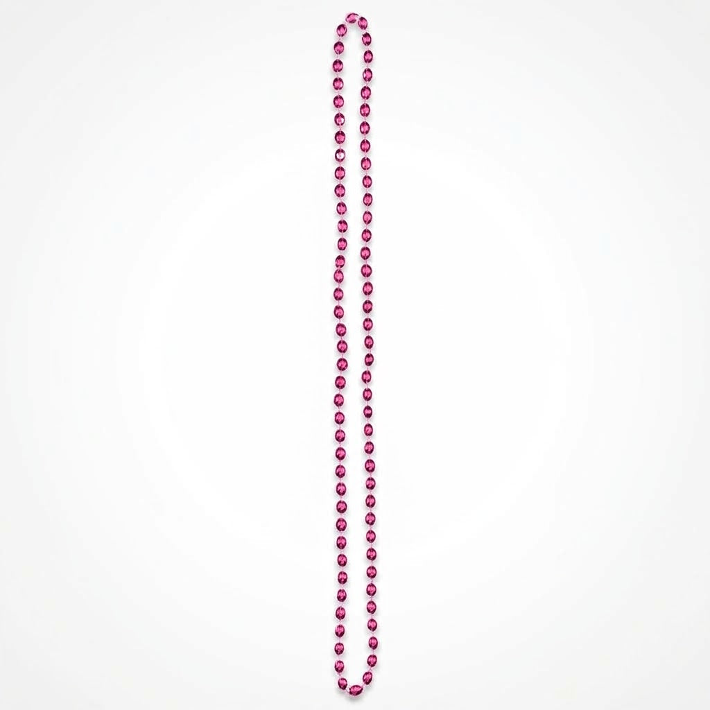 Bright Pink Metallic Bead Necklace - 30 In.