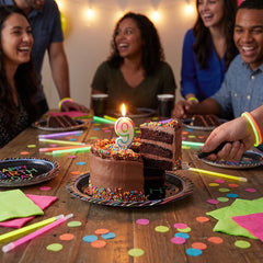 Neon Light Birthday Paper Plates - 9" Round