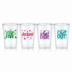 Awesome '80s Metallic Printed Plastic Cups, 10oz, 20 Pack