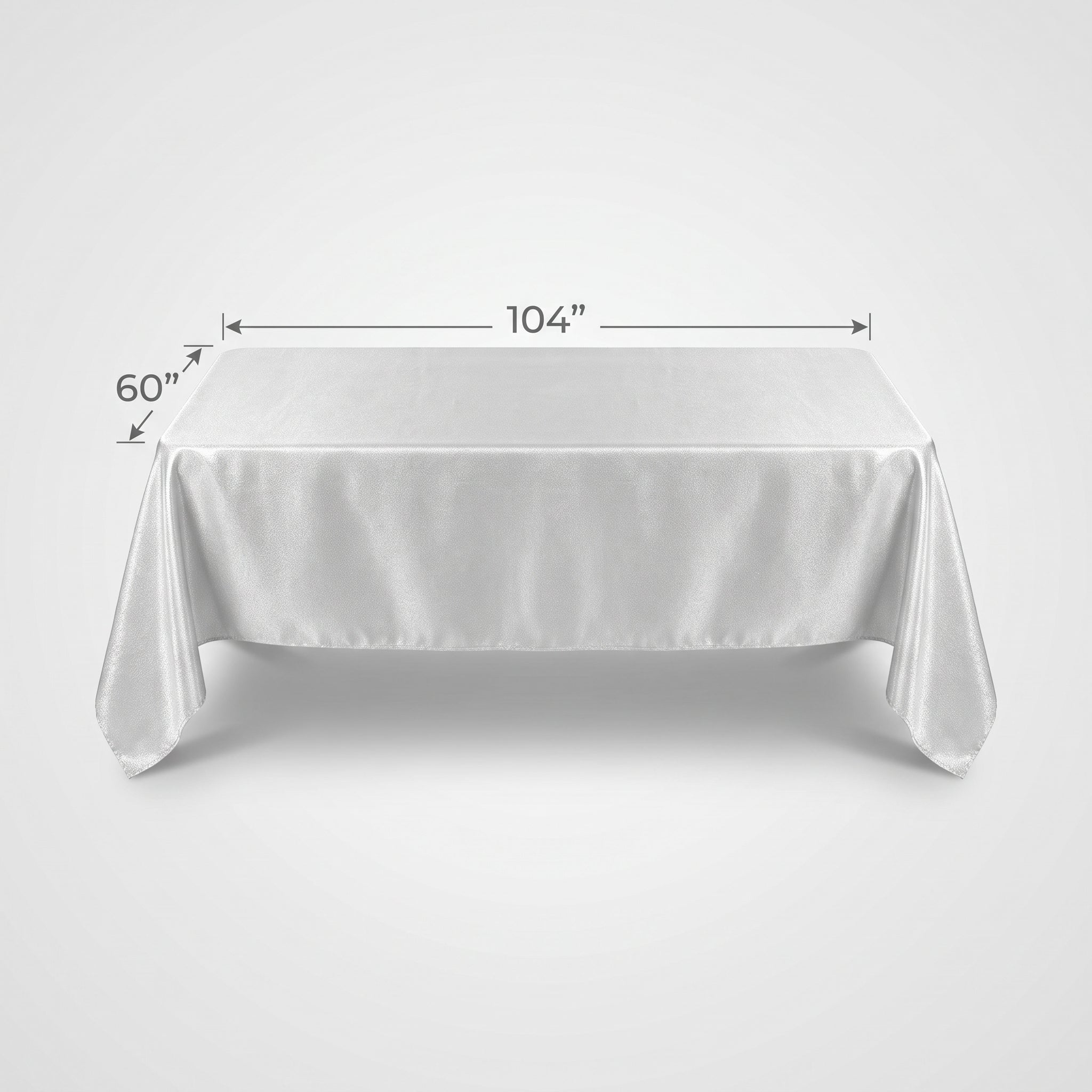 Elegant Metallic White and Silver Fabric Table Cover - 60"x104"