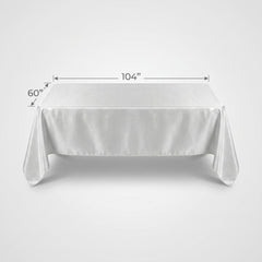 Elegant Metallic White and Silver Fabric Table Cover - 60"x104"