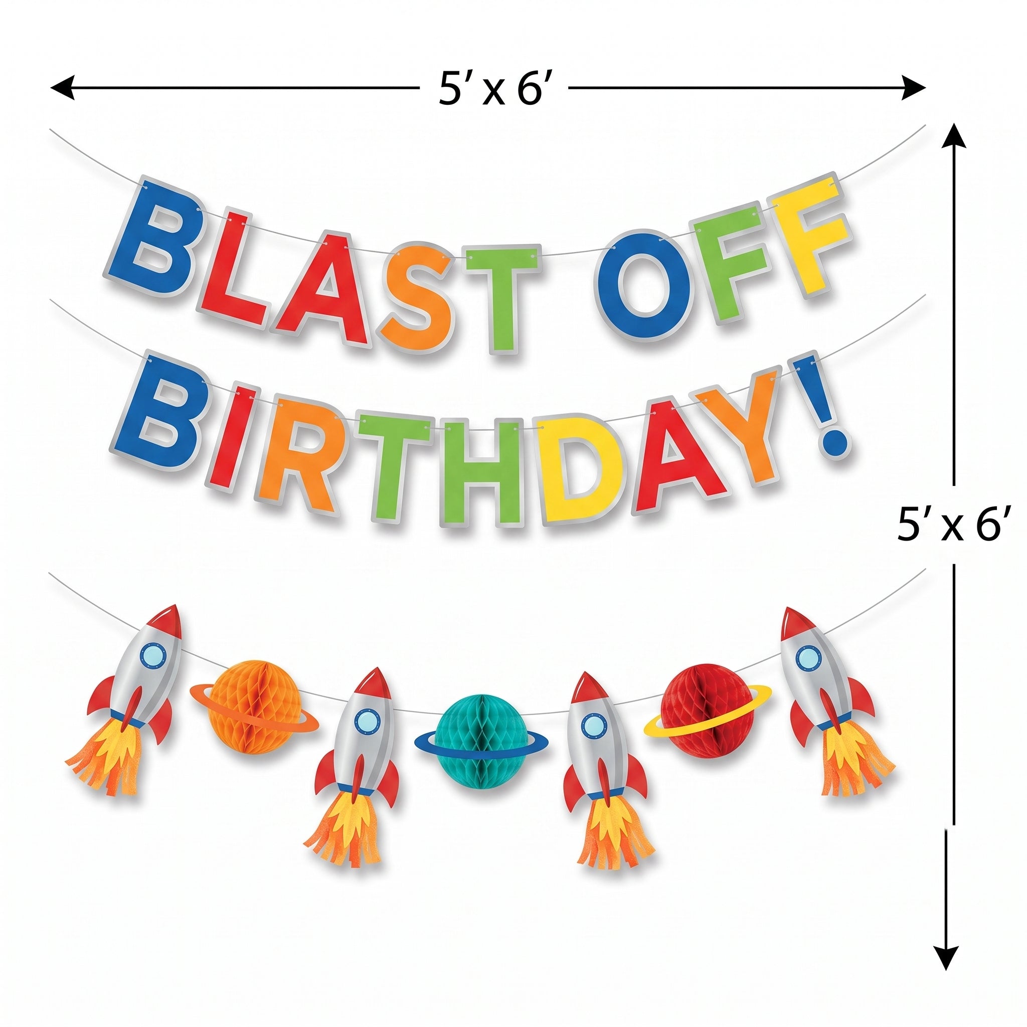Blast Off Birthday Banner Kit for Baby's First Birthday