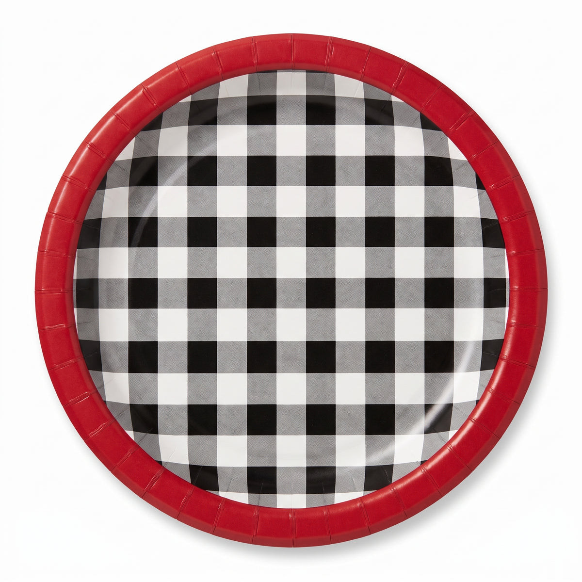 Summer BBQ Black Gingham Round Paper Plates, 6.75-Inch, 20-Count - 6.75 in.