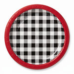 Summer BBQ Black Gingham Round Paper Plates, 6.75-Inch, 20-Count - 6.75 in.