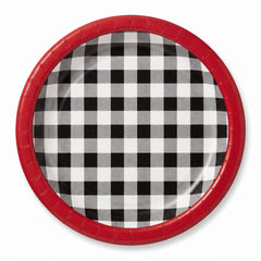 Summer BBQ Black Gingham Round Paper Plates, 6.75-Inch, 20-Count - 6.75 in.
