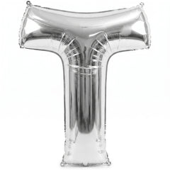 Silver Foil Letter "T" Balloon - Super Shape