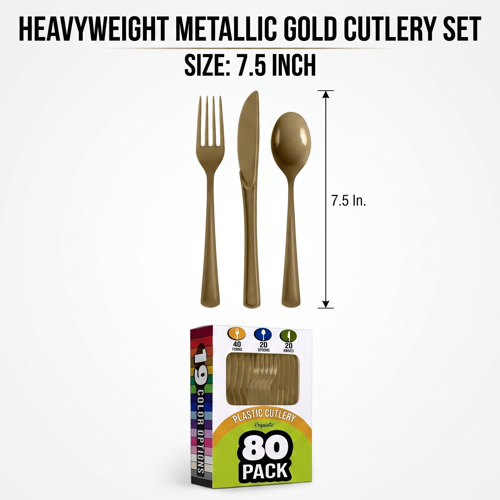 Heavyweight Assorted Metallic Gold Cutlery Set - 7.5 in.