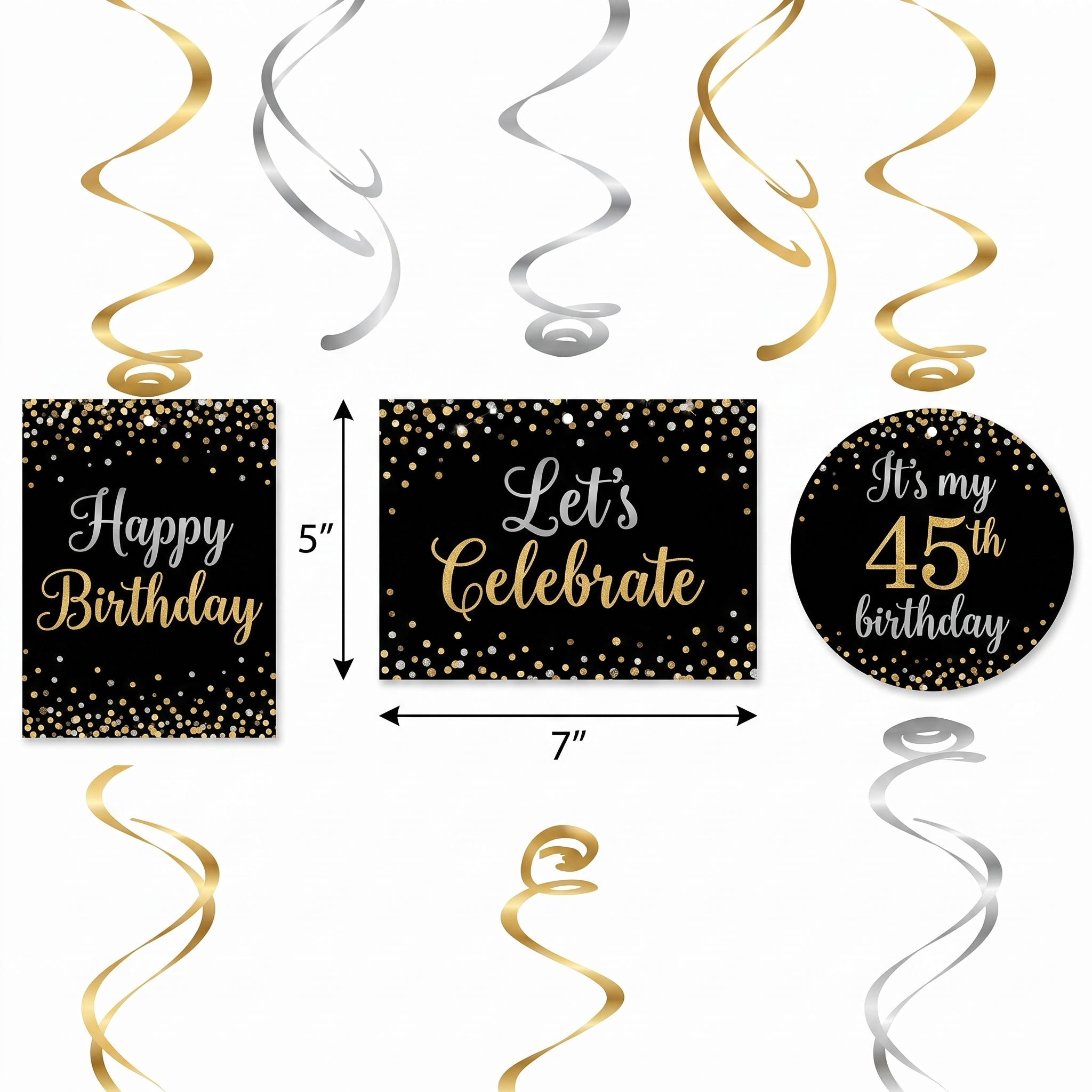 Sparkling Celebration Birthday Swirl Hanging Decorations Kit, Customizable