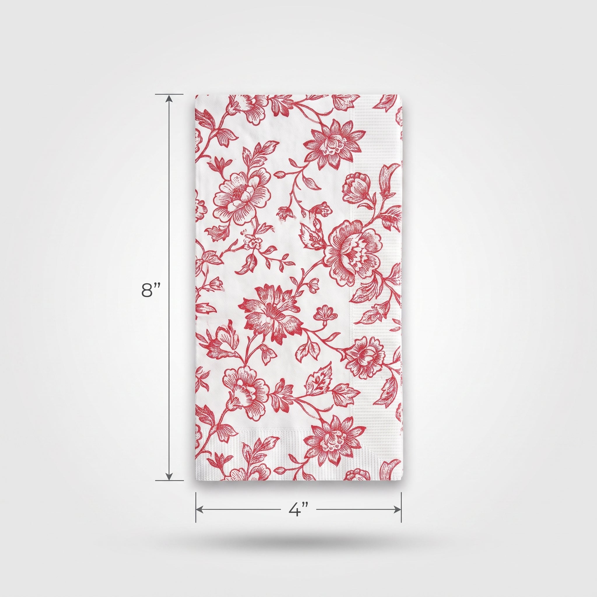 Classic Floral Red Guest Towels - 8 In. x 4 In. - 16 Pack