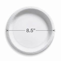 White 8.5" Round Paper Plates - Everyday Essentials
