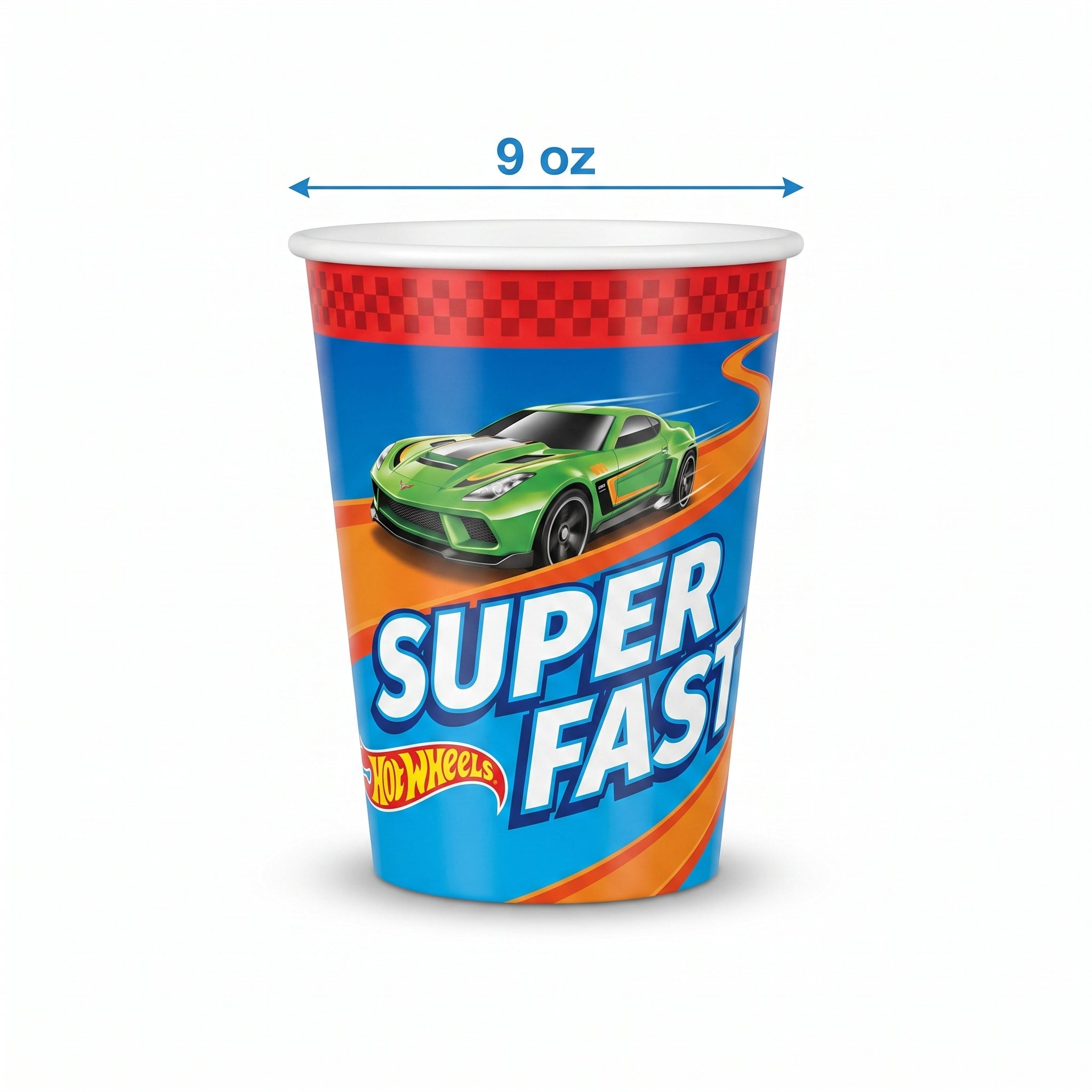 Hot Wheels Paper Cups - 9 oz, 8-Pack for Kids' Birthday Parties