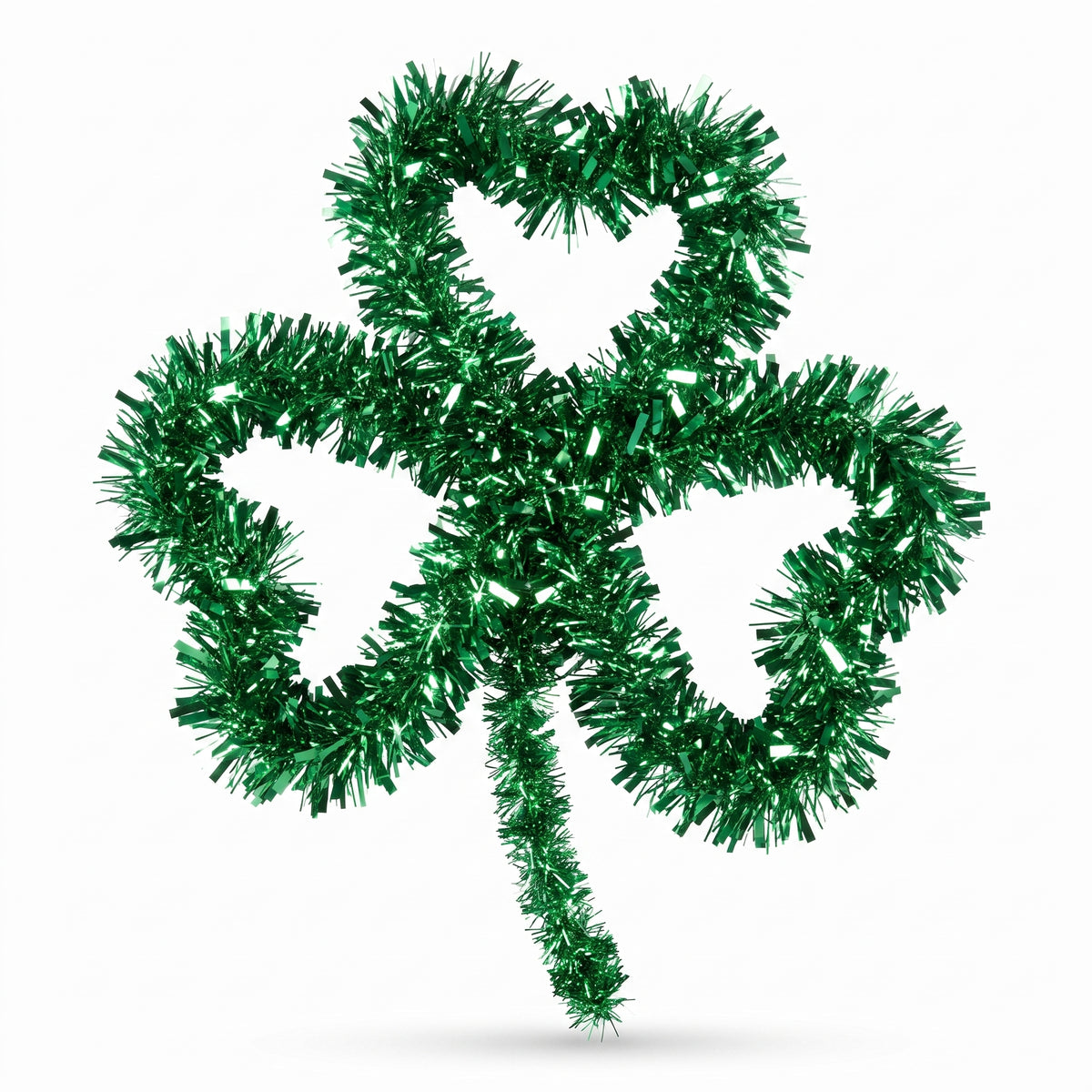 Festive Green Tinsel Shamrock Hanging Decoration, 14-Inch
