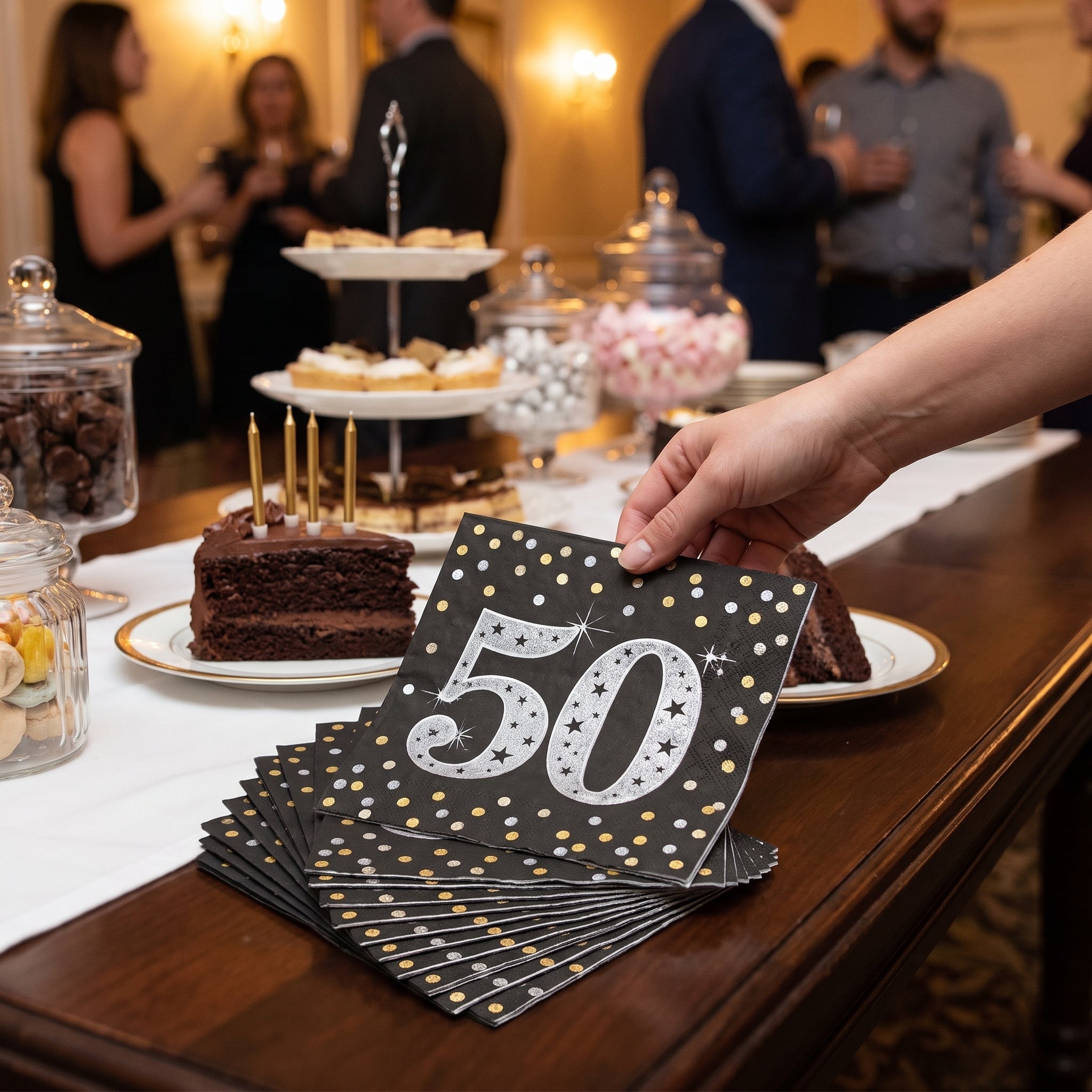 Sparkling Celebration 50th Birthday Lunch Napkins - 6.5 In. x 6.5 In.