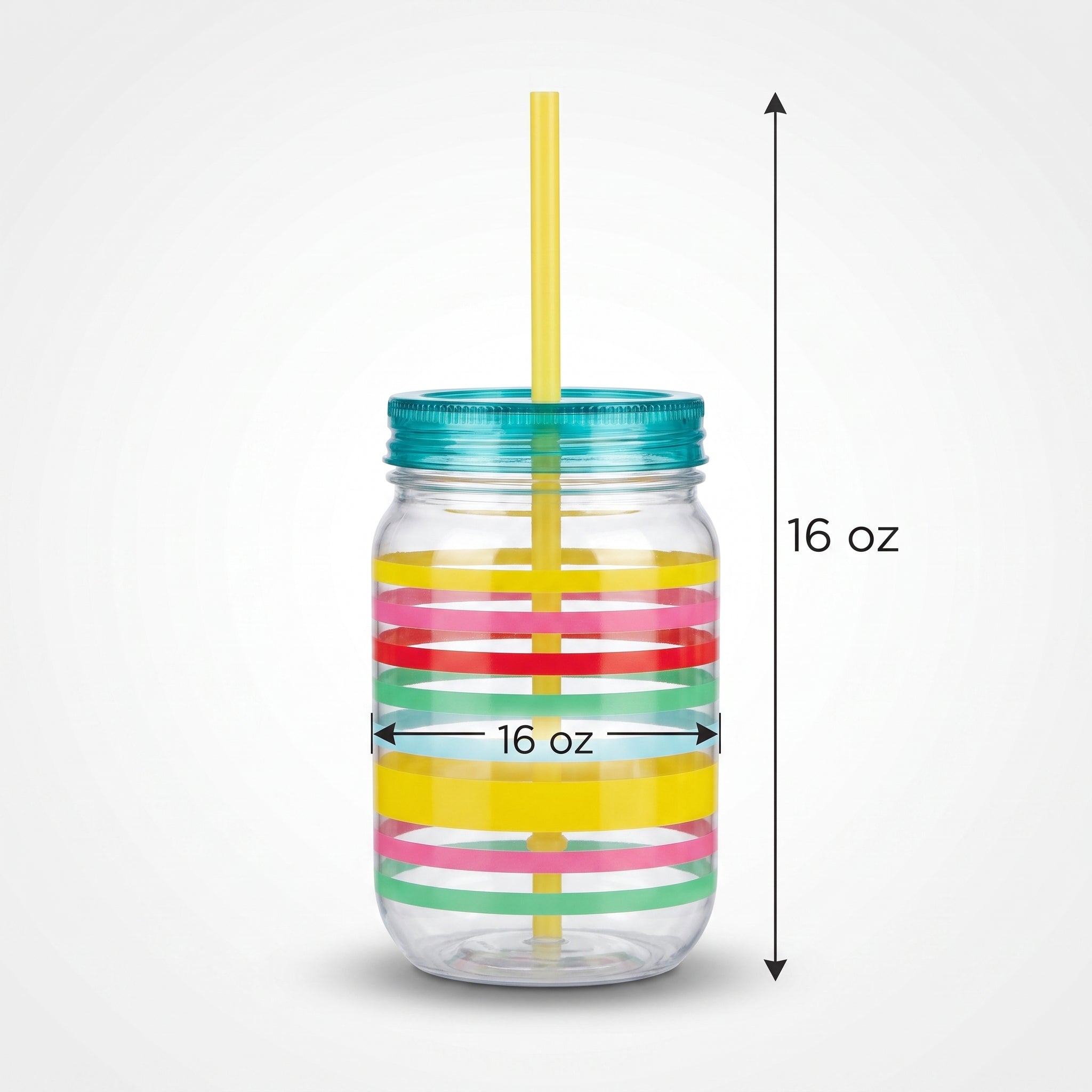 Summer Stripe Mason Cup with Reusable Straw - 18 oz