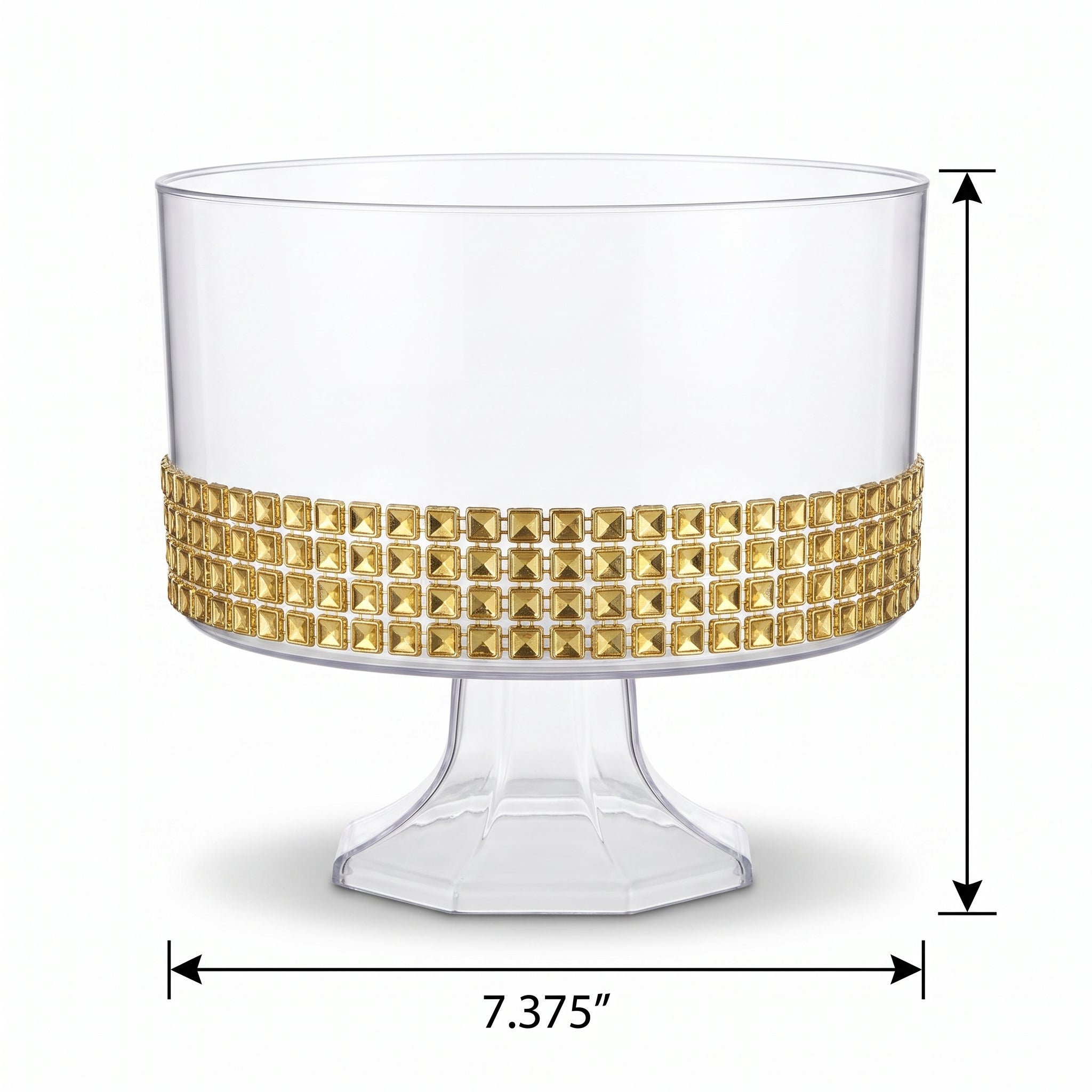 Elegant Gold Gem Trimmed Plastic Trifle Container