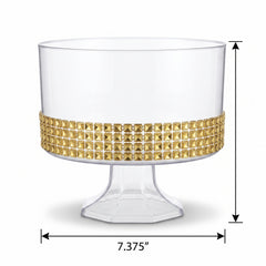 Elegant Gold Gem Trimmed Plastic Trifle Container