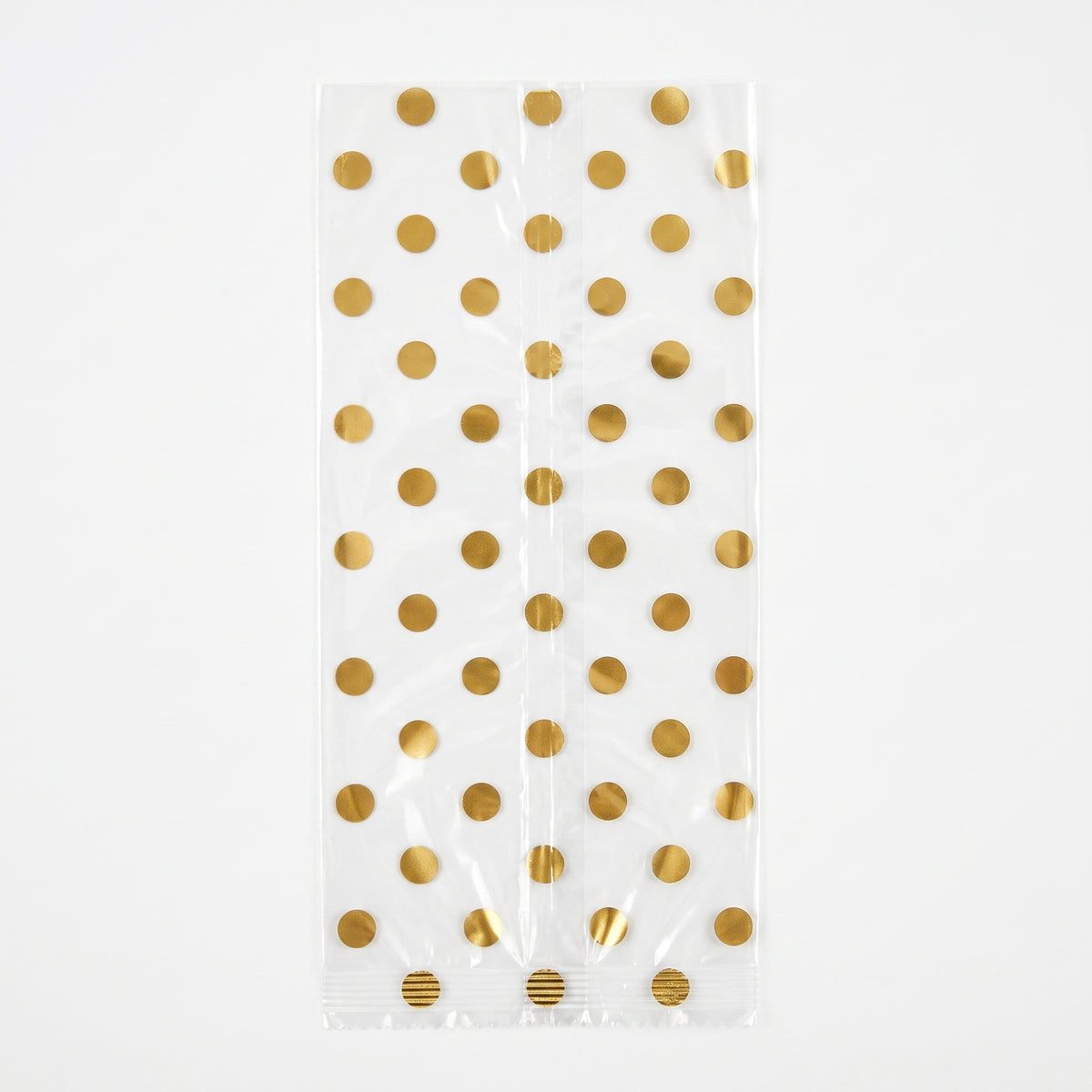 Gold Polka Dot Wedding Treat Bags with Bows - 12 Pack