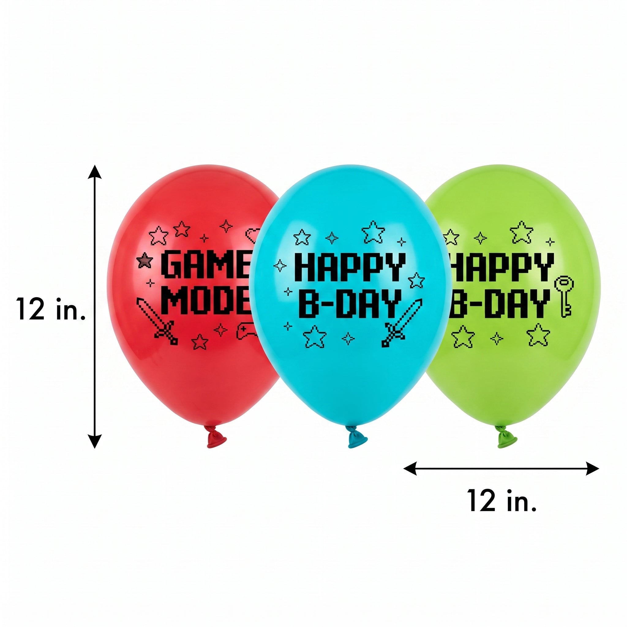 Pixel Party Latex Birthday Balloons