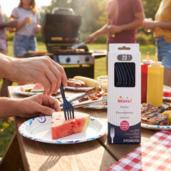 True Navy Plastic Forks - 7.5 in. - 20 Pack