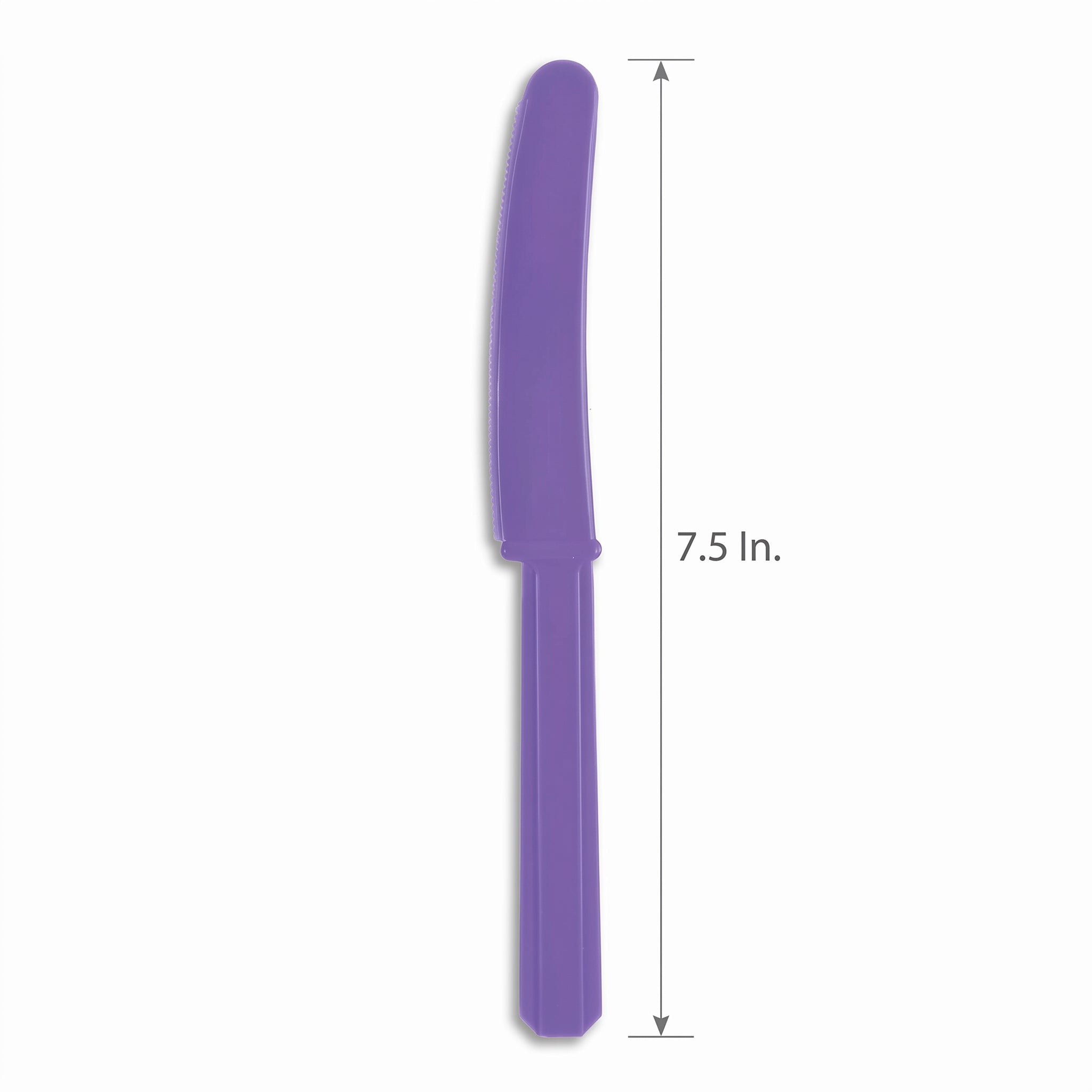 Purple Plastic Economy Knives - Solid Color Cutlery - 7.5 in.