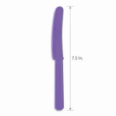 Purple Plastic Economy Knives - Solid Color Cutlery - 7.5 in.