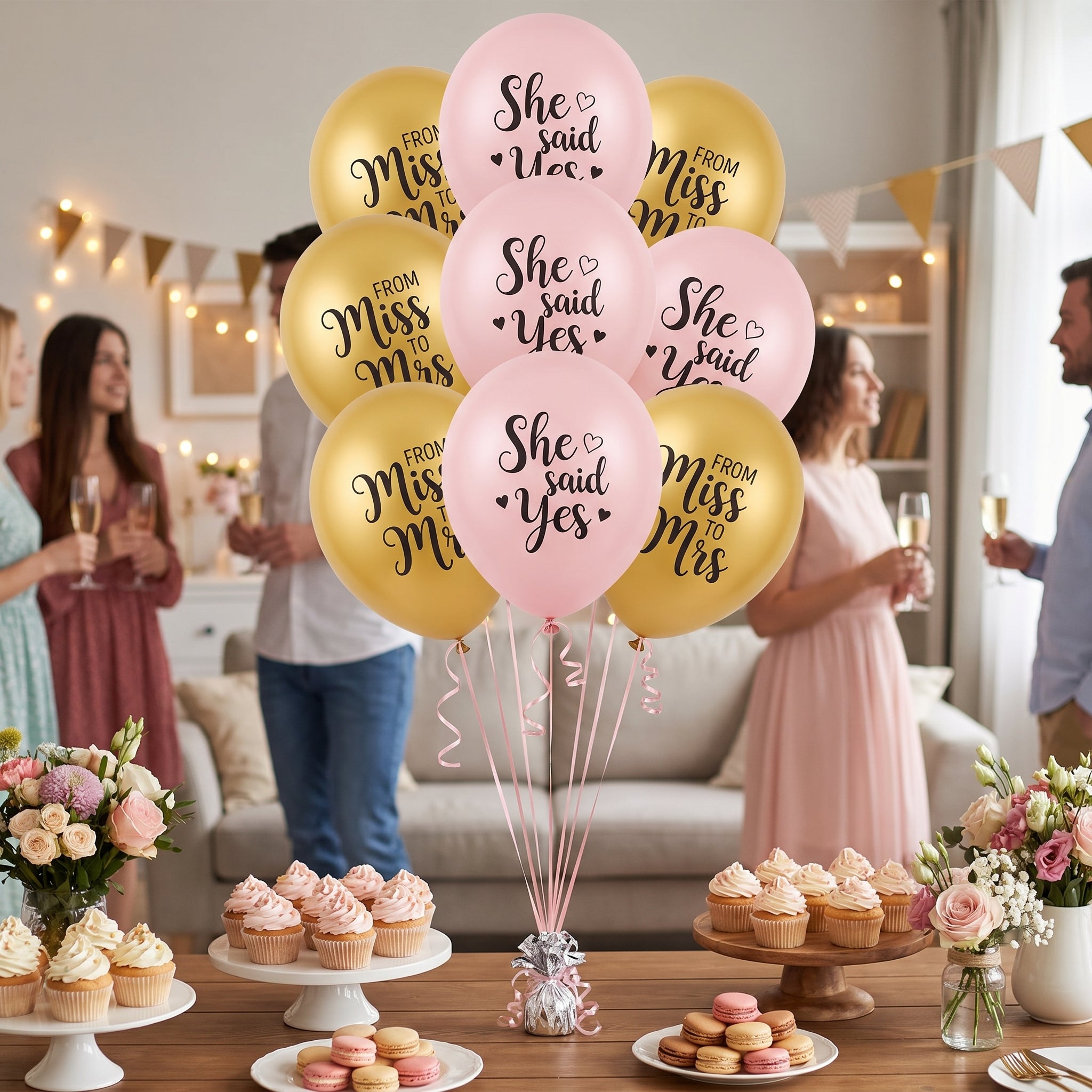 Mint To Be Wedding Balloons, Pink & Gold, 12-Inch, 15-Pack