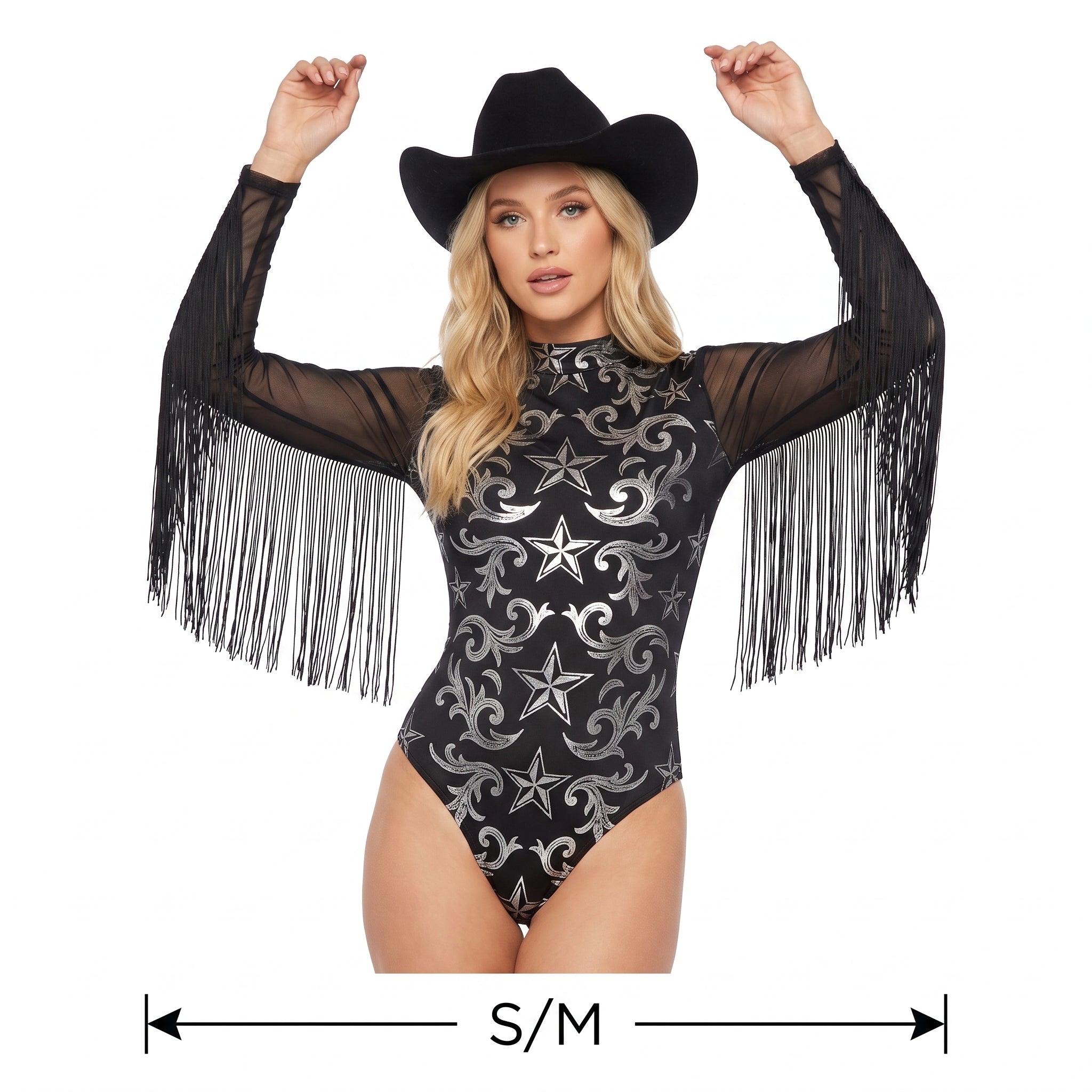 Glamorous Cowgirl Halloween Bodysuit Costume - Women's S/M