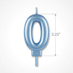 Metallic Blue Number 0 Birthday Candle