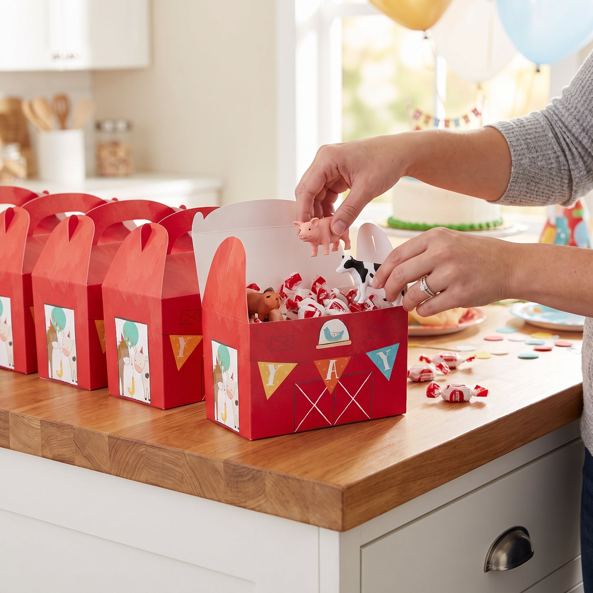 Barnyard Bash Treat Boxes for Baby's First Birthday - 8 Pack