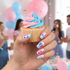 Gender Reveal Baby Shower Faux Nail Set
