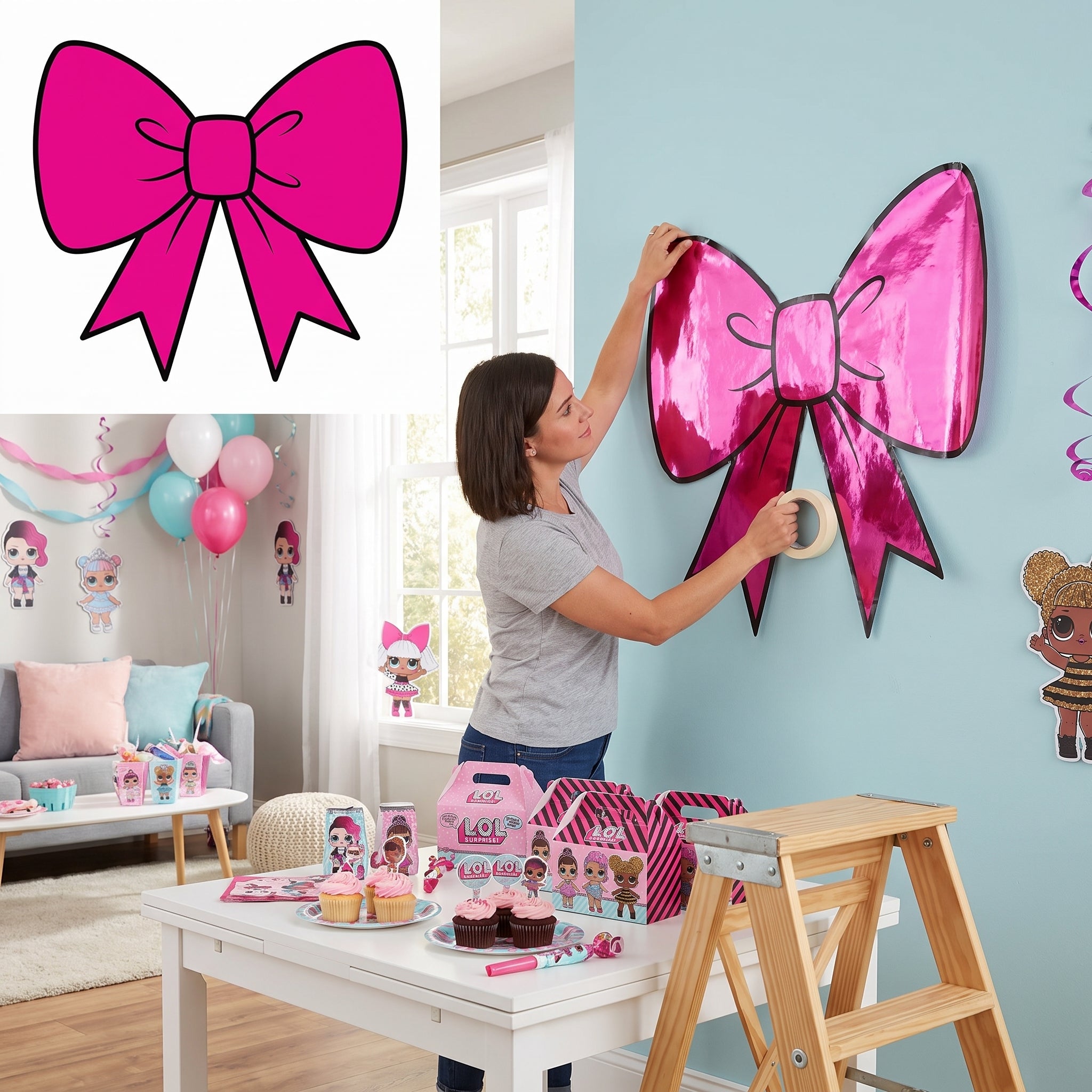 LOL Surprise! 4-Eva Giant Foil Bow Decorations, 16.75-inch, 8-Pack