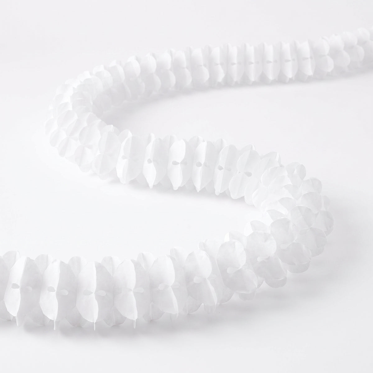 Frosty White Tissue Paper Garland - 12 ft