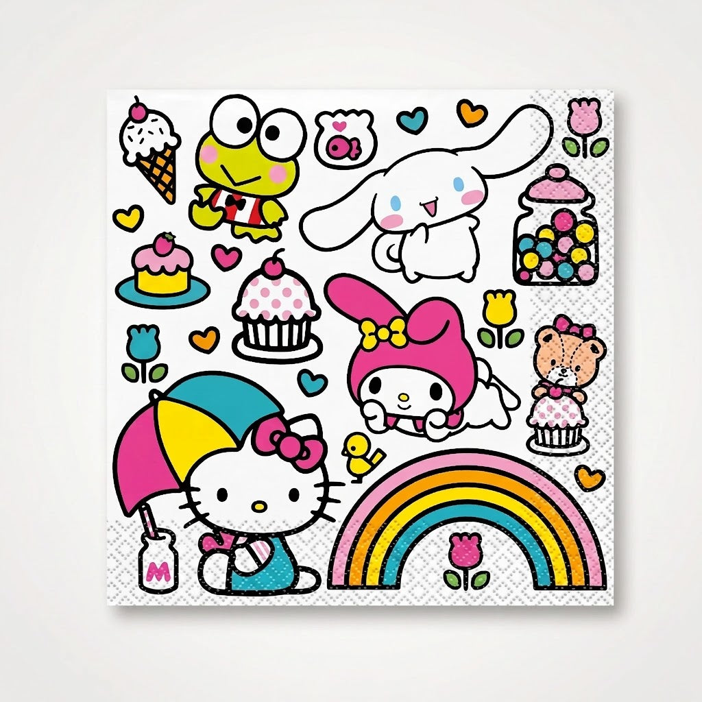 Hello Kitty & Friends Lunch Napkins - 6.5 In. x 6.5 In. - 16 Count