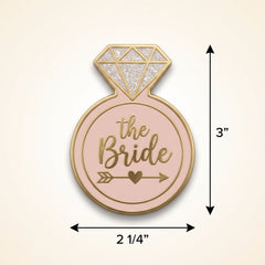 "The Bride" Diamond Ring Enamel Pin - Gold & Blush Glitter