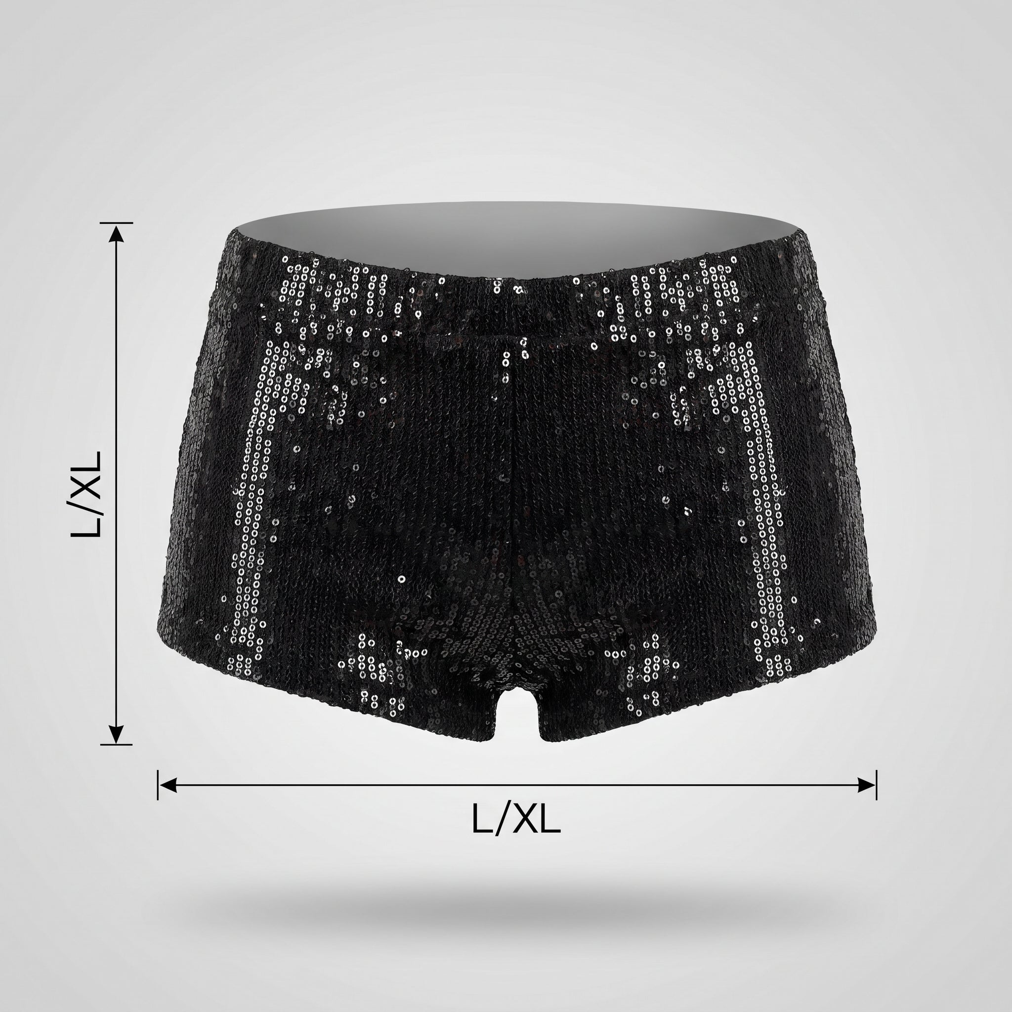 Women's Black Sequin Boy Shorts - L/XL