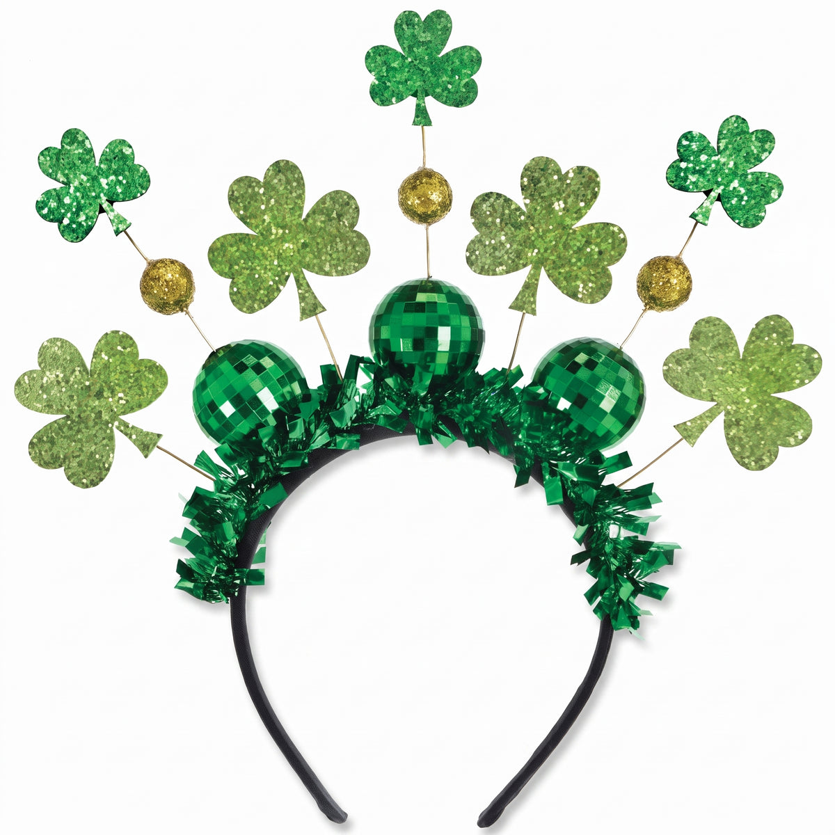 St. Patrick's Day Disco Ball Headband with Shamrocks