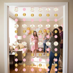 Floral Baby Shower String Decorations, Pink & Gold, 7-ft, 6-Pack