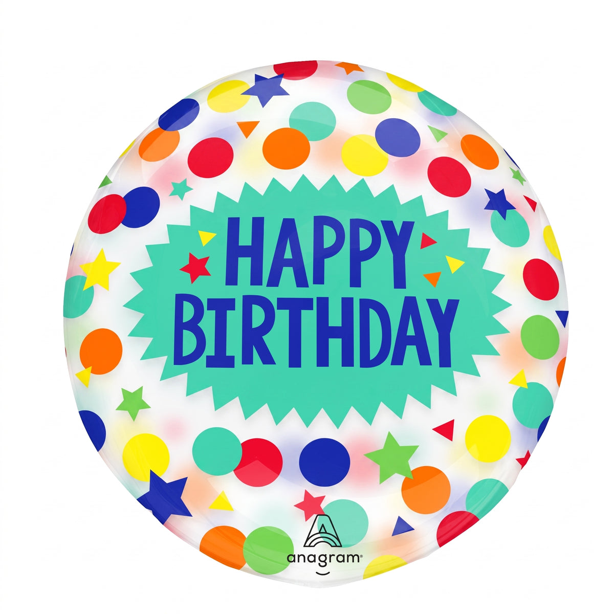 Colorful Dots & Stars Happy Birthday Foil Balloon