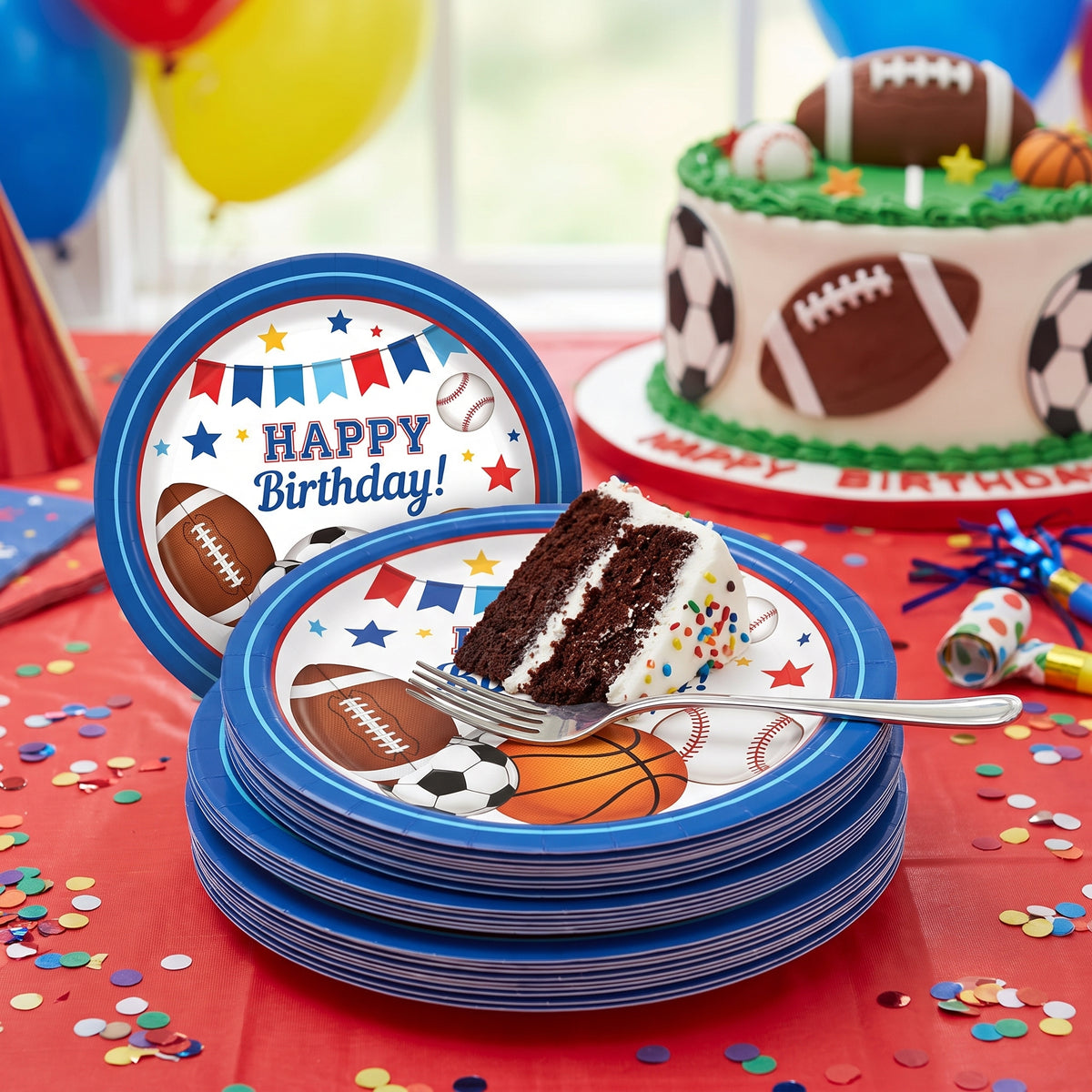 Sports Party Birthday Paper Plates - 7-Inch Round
