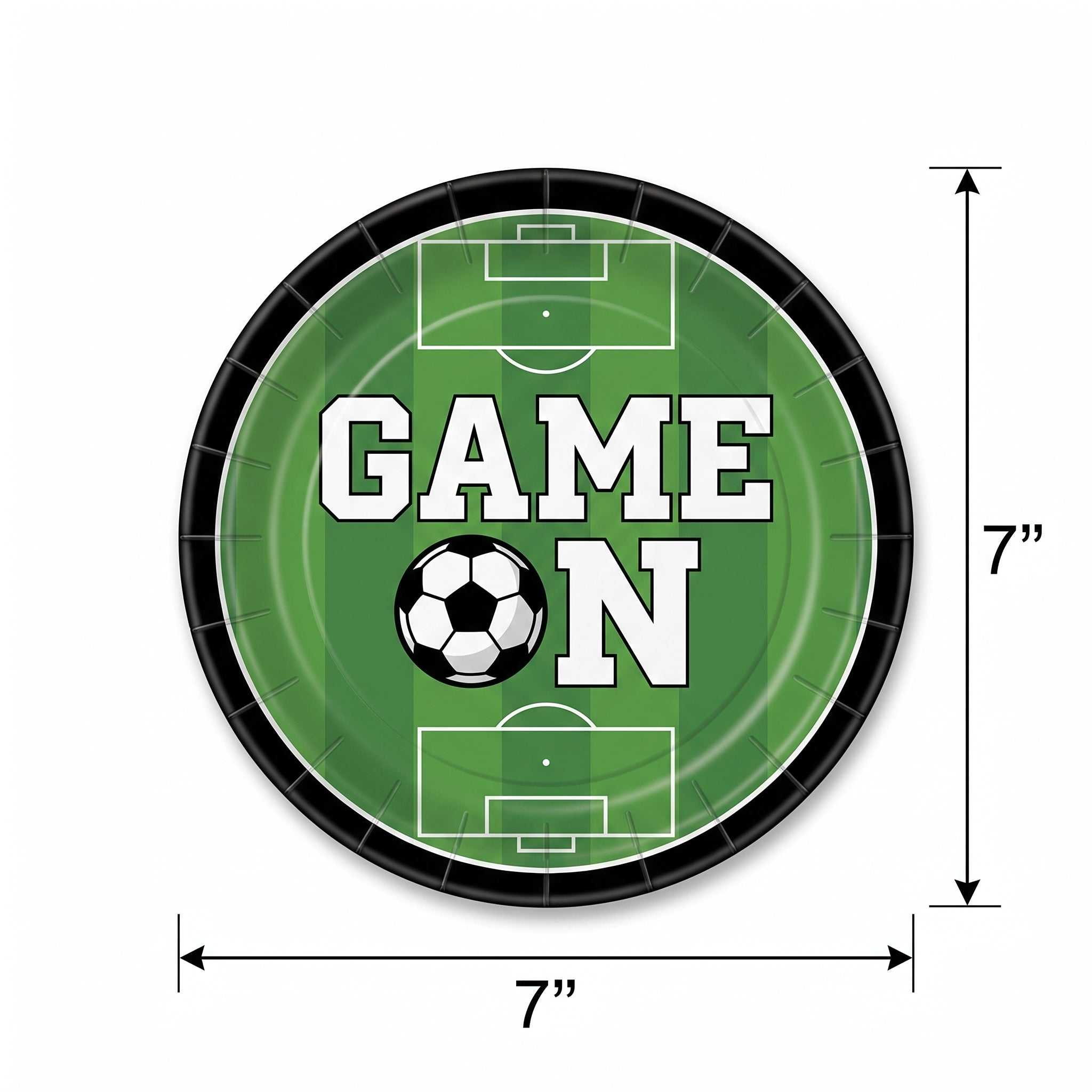 "Game On" Soccer Theme 7" Round Paper Plates - 20 Pack