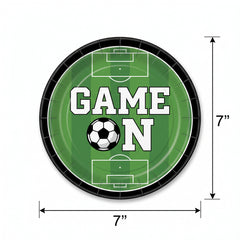 "Game On" Soccer Theme 7" Round Paper Plates - 20 Pack